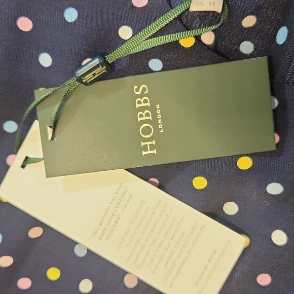 NWT HOBBS SIZE 14. WOMEN'S DREES NAVY POLKA DOT . - Picture 13 of 13